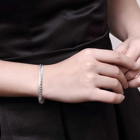 💎 Minimalist Bracelet 925 Sterling Silver Charm Chain Bracelet Bangles Classic - Picture 1 of 3